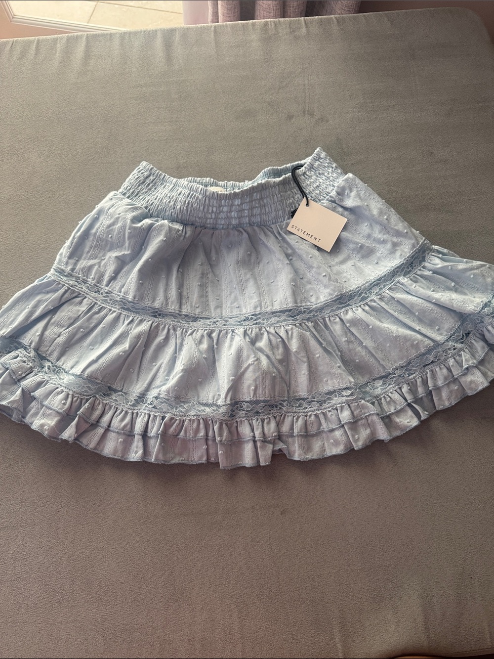 Statement Delicate Pastel Blue Tiered Ruffle Mini Skirt